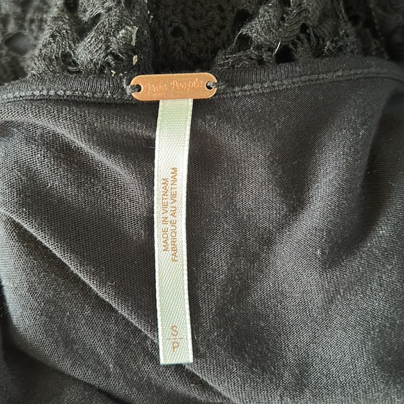 Free People Lily Black Crochet Lace Draped Cutout Mini Dress - S - Picture 12 of 15